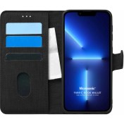 Resim Appple Iphone 13 Pro Kılıf Fabric Book Wallet Siyah Microsonic
