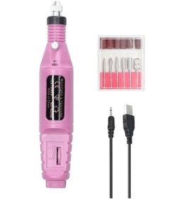 Resim Tenfowee Usb Şarjlı Mini El Taşlama Makinesi, 6 Başlıklı, Ayarlanabilir Hız, Pembe - Ev Ve Tırnak Bakımı İçin Pratik Çözüm 