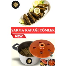 Resim Dolma Sarma Taşı Kapağı -Çömlek Delikli Dolma Taşı Yaprak Sarma Güveç Pişirme Kapak 