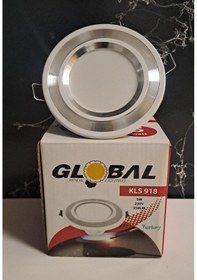 Resim Global 5 Watt Led Spot Krom Çizgili Beyaz Plastik Kasa Beyaz Işık 6500k 358lm 