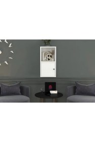 Resim Nettrends Kitaplikli Kapakli Duvar Rafi Beyaz 35 cm DVR-1039-Ç 