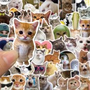Resim 100 komik kedi çıkartması seti, su şişeleri, dizüstü bilgisayarlar, kaykaylar, gitarlar, valizler, kasklar, kameralar, defterler için yaratıcı kendinden yapışkanlı dekorasyon çıkartmaları - kağıt malzeme 