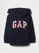 Resim GAP Kız Bebek Lacivert Logo Fermuarlı Kapüşonlu Sweatshirt 