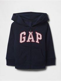 Resim GAP Kız Bebek Lacivert Logo Fermuarlı Kapüşonlu Sweatshirt 