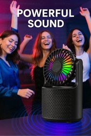 Resim Zineets Işıklı Büyük Boy FANLI Bluetooth Hoparlör Taşınabilir Şarjlı Ses Sistemi Ve Vantilatör Radyolu 