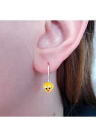 Resim 925 Ayar Gümüş Sarı Civciv Tweety Li Çengelli Gümüş Çocuk Küpesi 