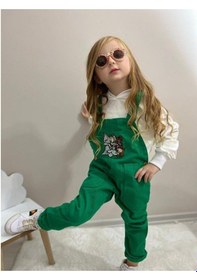 Resim MODAVALS TOM & JERRY NAKIŞLI UNISEX KARDEŞ KOMBİN BAHÇIVAN TULUM & SWEAT SET - YEŞİL 