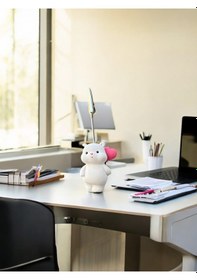 Resim Kalpli Balon Tutan Kawaii Sevimli Ayıcık Fotoğraf Ve Not Tutucu - Ofis Masa Not Tutacağı Beyaz-pembe 