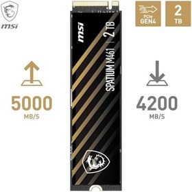 Resim MSI SSD SPATIUM M461 NVME M.2 2TB NVMe M.2 2TB R:5000 W:4200 