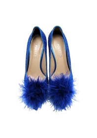 Resim Poletto Hakiki Deri /tekstil Sax Mavı Ayakkabı Gece/abiye 9839 44-1121 Mavi 