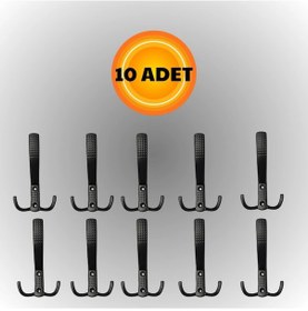 Resim Uzun Noktalı Metal Askı Şık Portmanto Askılık Dolap Mobilya Askısı Vidalar Dahil 10 Adet Siyah 