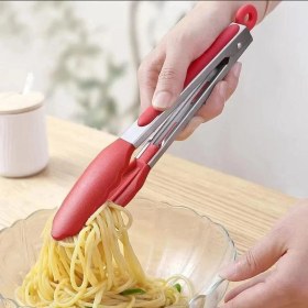Resim 3b Trend Metal Kızartma Maşası Silikon Uçlu Maşa Kırmızı Renk 