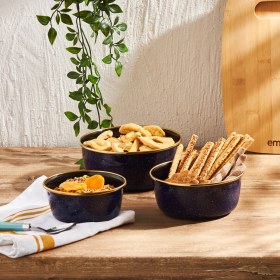 Resim Emsan Dots Emaye 3'lü Kase Seti Lacivert 