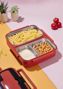 Resim Porsima 1392-2 Çelik 3 Bölmeli Yemek Termosu Beslenme Kutusu Lunchbox Sefer Tası-mavi 