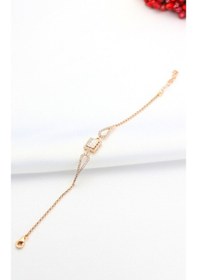 Resim Baget Taşlı Melek Kanadı Gümüş Bileklik Rose Gold 