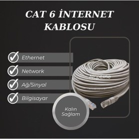 Resim EYE PC 10mt 10 Metre Cat6 Vodafone Net Fiber Adsl Modem Bilgisayar Arası Ethernet Internet Kablo Ağ 
