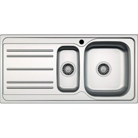 Resim Hafele Capua 05 Dekorlu Sol Damlalıklı Paslanmaz Çelik Mutfak Eviyesi Inox 100 x 50 CM 