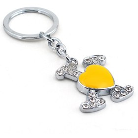 Resim Sarı Kalp X Parlak Taşlı Metal Anahtarlık Kc581 