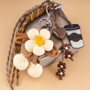 Resim 2 Adet/1 Parça Lüks Anahtarlık, Ağır Sanatsal Kahve Fincanı Çiçek Tasarımı Ayıcık ile Elma Şeklinde Çanta Süsü - Araba Anahtarlığı veya Cüzdan Aksesuarı, Şık Benzersiz Hediye 