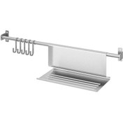 Resim Duvar Rayı, Paslanmaz Çelik, 56 Cm, 5 Kancalı Ve Tablet Standlı 