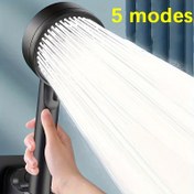 Resim 1 Adet Yüksek Basınçlı Duş Başlığı - Silikon Nozullu, 5 Püskürtme Modu (Yağmur, Masaj, Spa), Duvara Monte Edilebilir, Dayanıklı Plastik Yapı ile Geliştirilmiş Banyo Deneyimi, Şık Tasarım, Kolay Kurulum, Ayarlanabilir Püskürtme, Ev İyileştirmesi 