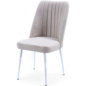 Resim Vento Sandalye - Jerika Krem - Metal Beyaz Ayak 