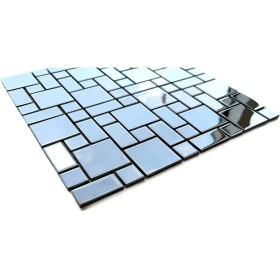 Resim Mutfak Tezgah Arası ve Iç Dekorasyon Için Gümüş Krom (Inox) Mix. 30X30CM Fileli Kristal Cam Mozaik ( 11 File Karo = 1 M2 Fiyatıdır ) 