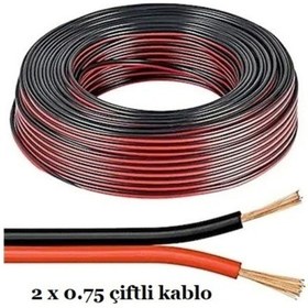 Resim Çiftli Kablo Tesisat Hoparlör Kablosu 2 X 0.75 Elektrik Kablosu 5 Metre Fiyatıdır 
