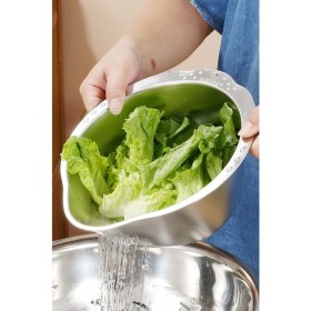 Resim 304 Çelik Mutfak Sebze Bakla Pirinç Yıkama Makarna Süzme Süzgeci MT113 