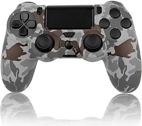 Resim Sony PS4 DualShock 4 Kamuflaj için Gri ve Siyah Silikon kılıf. 