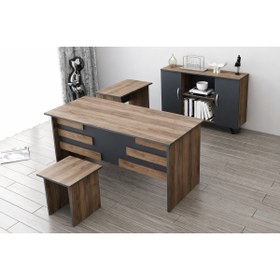 Resim Ninnimo Etejerli Ceviz-antrasit Ofis Büro Masa Takımı 