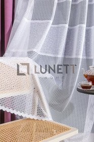 Resim Beyaz Şeritli Aplik Örme Sık Pileli 1X3 Tül Perde, 220 x 250 