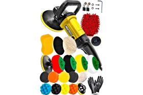 Resim Proxtech Premium 6 Kademeli Devirli Sünger Setli Zımpara Pasta Cila Büyük Polisaj Makinesi Ful Takım 