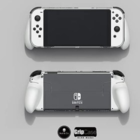 Resim Skull & Co. GripCase OLED, Nintendo Switch OLED modeli için: Değiştirilebilir saplı sabitlenebilir şeffaf koruyucu kılıf [tüm el boyutlarına uygundur] [taşıma çantası yok], Gripcase Oled Only-neon 