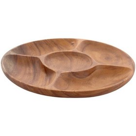 Resim Akasya Yuvarlak 5 Bölmeli Çerezlik Kahvaltılık Sunum Tabağı 33 Cm Kahverengi 
