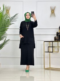 Resim Still Butik Elif Yılmaz Demet Triko Takım Etek Tunik Tesettür Giyim ST2192 