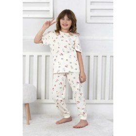 Resim Kısa Kollu Meyve Desenli Kız Çocuk Pijama Takımı 