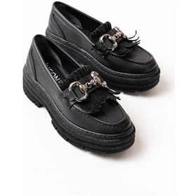 Resim Siyah Tokalı Günlük Yüksek Tabanlı Loafer Ayakkabı Siyah 