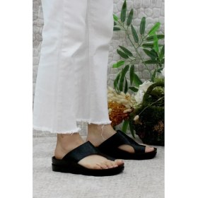 Resim Voga 1742 Siyah Çatlak Comfort Anatomik Casual Parmak Arası Kadın Terliği 