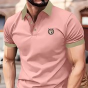 Resim Erkekler için Baskılı Geyik Logolu Siyah Gömlek - Nefes Alabilen Polyester, Normal Kesim, Kısa Kollu, Düğmeli Yaka, Golf, Tenis, İş Görünümlü Günlük ve Dış Mekan Rahatlığı İçin Mükemmel, Golf Gömleği 