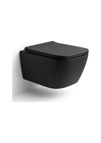 Resim Turavit Luna Kanalsız Mat Siyah Asma Klozet Ln5610s, Luna Mat Siyah Duroplast Yavaş Kapak Diğer 