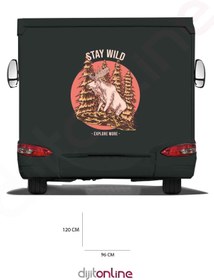 Resim Dijitonline Karavan Baskı Sticker - Geyik Sticker - Ağaç Sticker - Keşif Sticker - 96x120 Cm 