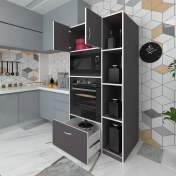 Resim Kenzlife fırın dolabı makbule gri 180*90*56 mutfak çekmeceli ayaklı banyo kiler ofis 