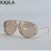Resim Kajila Büyük Boy Pilot Oval Punk Güneş Gözlüğü Kadın 2025 Lüks Vintage Uv400gümüş51gri Gri 