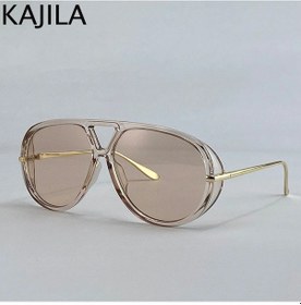 Resim Kajila Büyük Boy Pilot Oval Punk Güneş Gözlüğü Kadın 2025 Lüks Vintage Uv400gümüş51gri Gri 