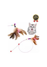 Resim Özel Üretim Bükülebilir Elastik Çanlı Eğlenceli Teleskopik Zilli Tüylü Kedi Oyuncağı Oyun Oltası 
