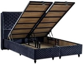 Resim Niron Yatak Baklava Lüks Baza ve Başlık Seti 200x200 cm Çift Kişilik Metal Baza ve Başlık Takımı Antrasit Kumaş 