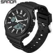 Resim Sunshine022 Sanda Erkek Spor Kol Saati 6016 Siyah Beyaz Kronograf Alarmlı Analog Dijital Diğer 