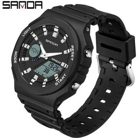 Resim Sunshine022 Sanda Erkek Spor Kol Saati 6016 Siyah Beyaz Kronograf Alarmlı Analog Dijital Diğer 
