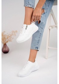 Resim Muggo Asel Bağcıklı Yandan Fermuarlı Ortopedik Günlük Kadın Spor Ayakkabı 001 